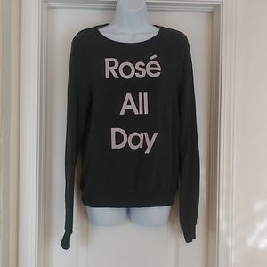 Wildfox Rose All Day Grey Pullover Sweater